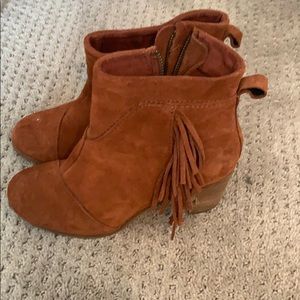 Toms Cognac Suede High Heel Boots - Size W6.5